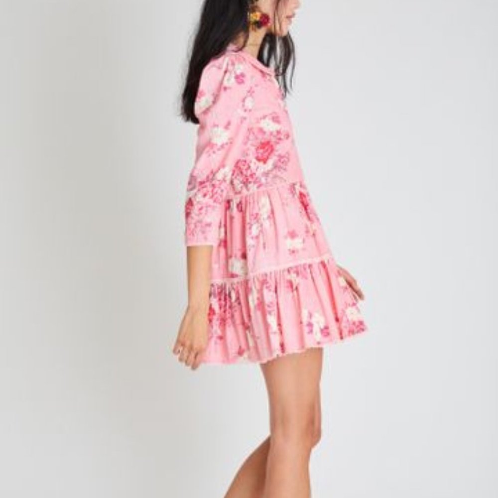 LOVE SHACK FANCY Marzia Dress size S, Pink/White EUC